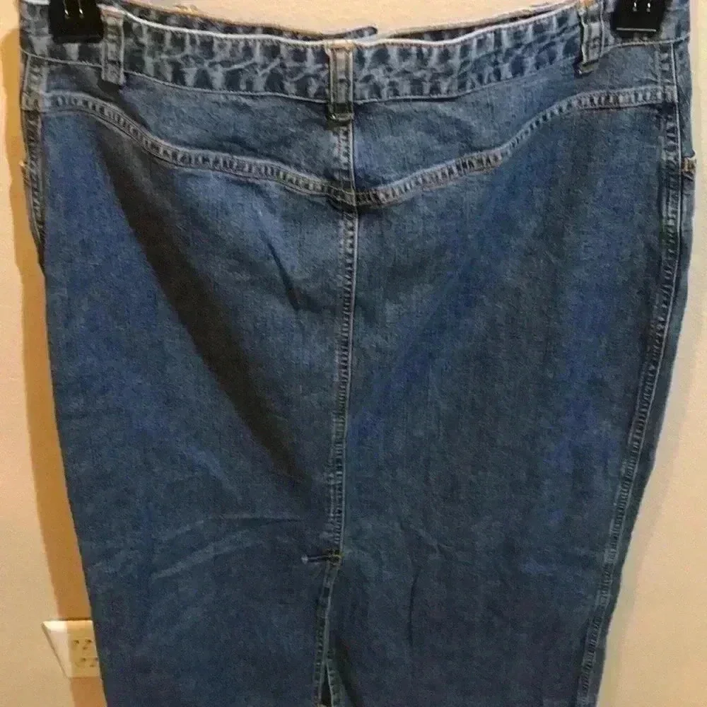 Cherokee Vintage Medium Wash 3 Pocket Zip Front Cotton Maxi Skirt Size 10